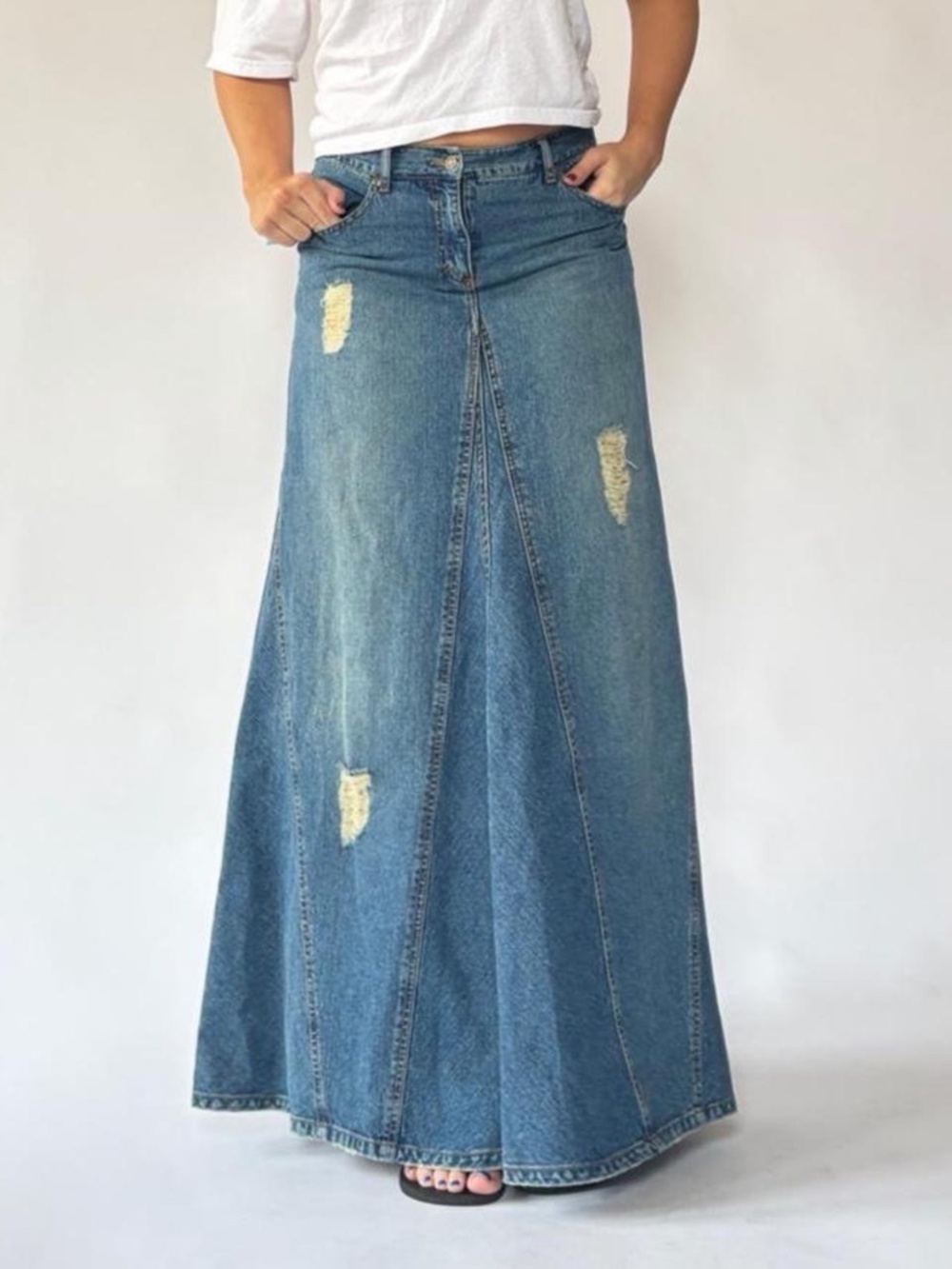 Maxi Jean Skirt Low Rise Size 6 Y2K